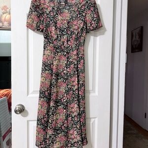 Vintage Dawn Joy Floral Dress Size 4 Maxi Short Sleeve